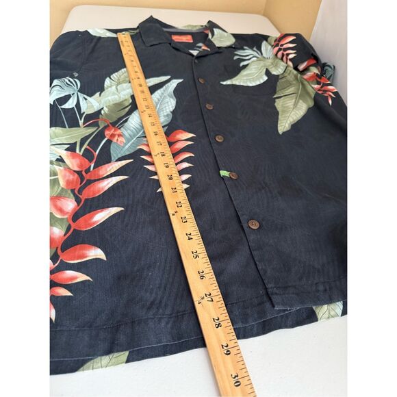 Tommy Bahama Shirt Mens L Blue 100% Silk Hawaiian Button Up Short Sleeve Floral - Picture 8 of 9